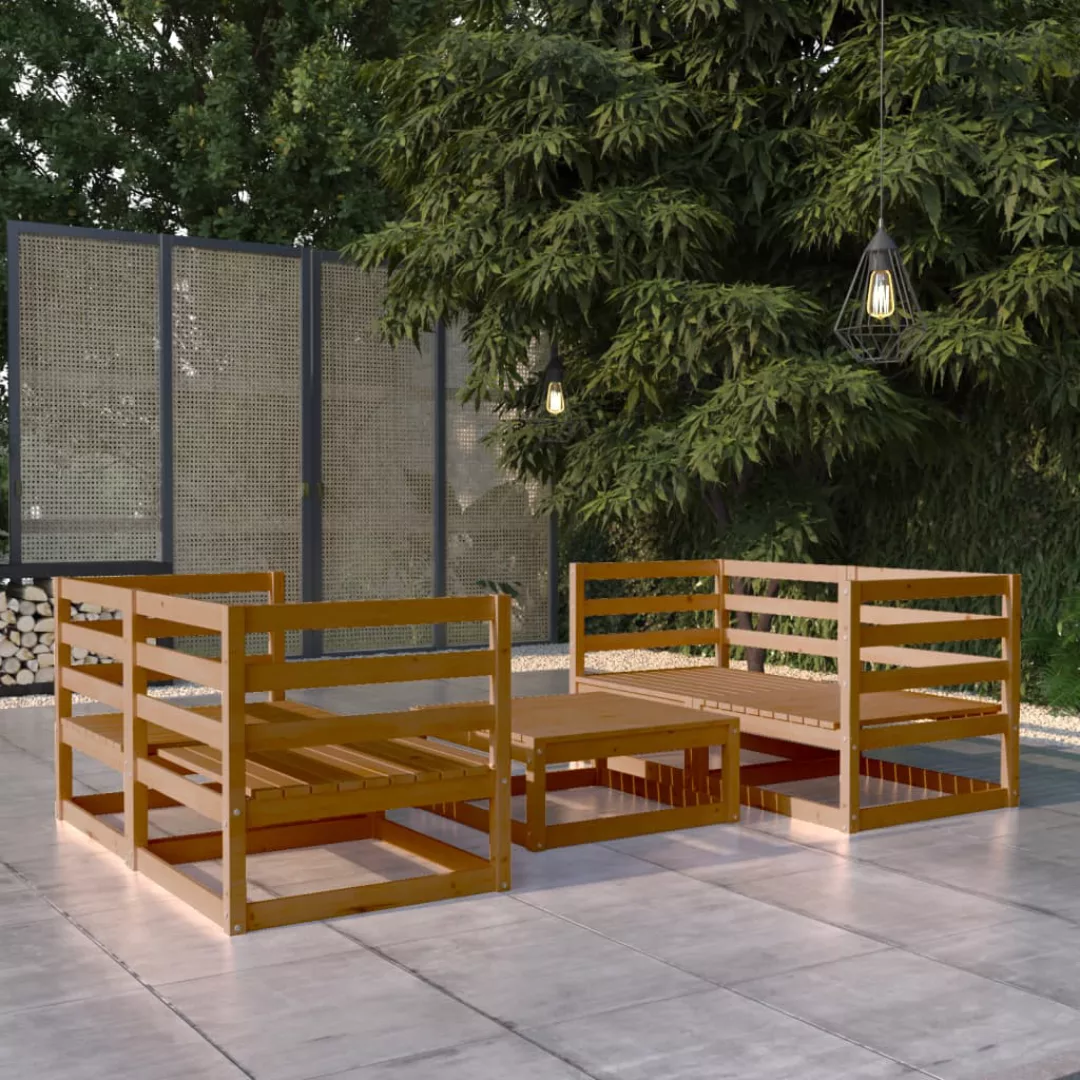 5-tlg. Garten-lounge-set Honigbraun Massivholz Kiefer günstig online kaufen