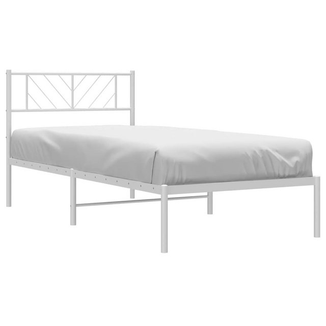 vidaXL Bettgestell Bettrahmen mit Kopfteil Metall Weiß 80x200 cm Bett Bettg günstig online kaufen