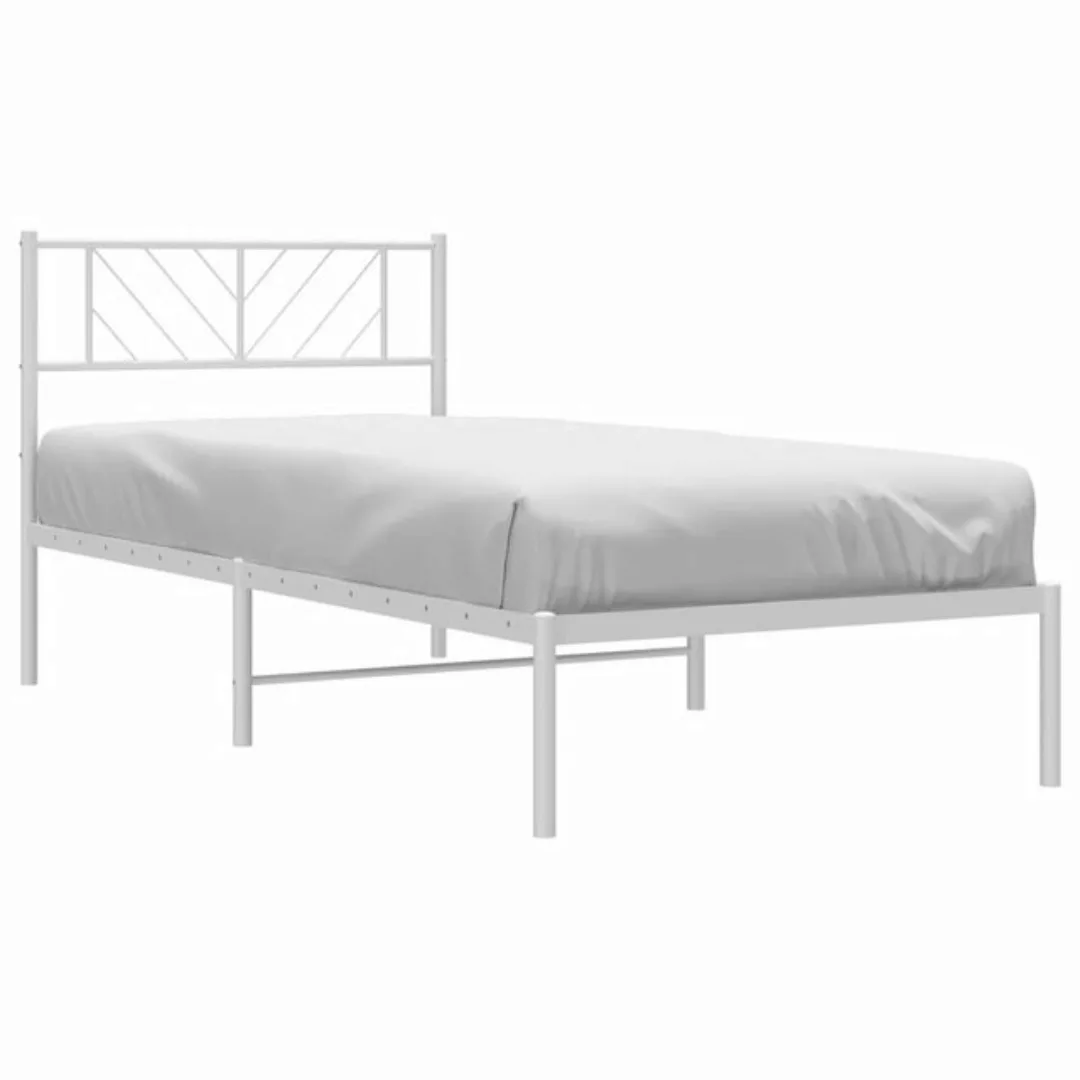 vidaXL Bettgestell Bettrahmen mit Kopfteil Metall Weiß 80x200 cm Bett Bettg günstig online kaufen