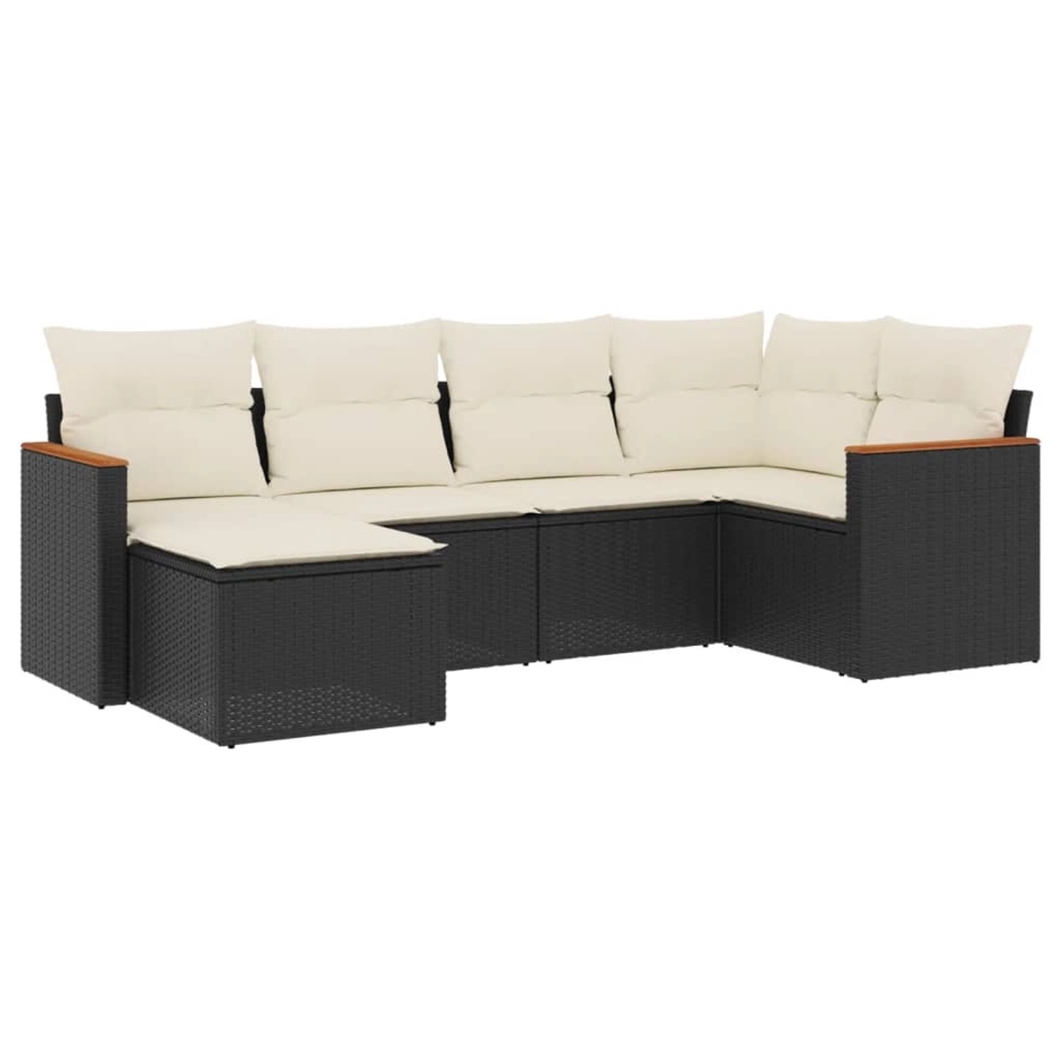 vidaXL 6-Tlg Garten-Sofagarnitur mit Kissen Schwarz Poly Rattan 3258577 günstig online kaufen