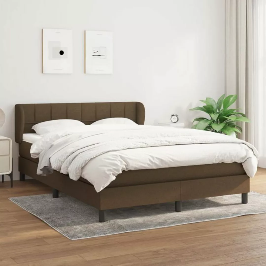 vidaXL Boxspringbett Boxspringbett mit Matratze Dunkelbraun 140x200 cm Stof günstig online kaufen