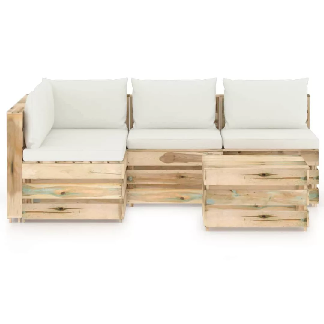 5-tlg. Garten-lounge-set Mit Kissen Grün Imprägniertes Holz günstig online kaufen