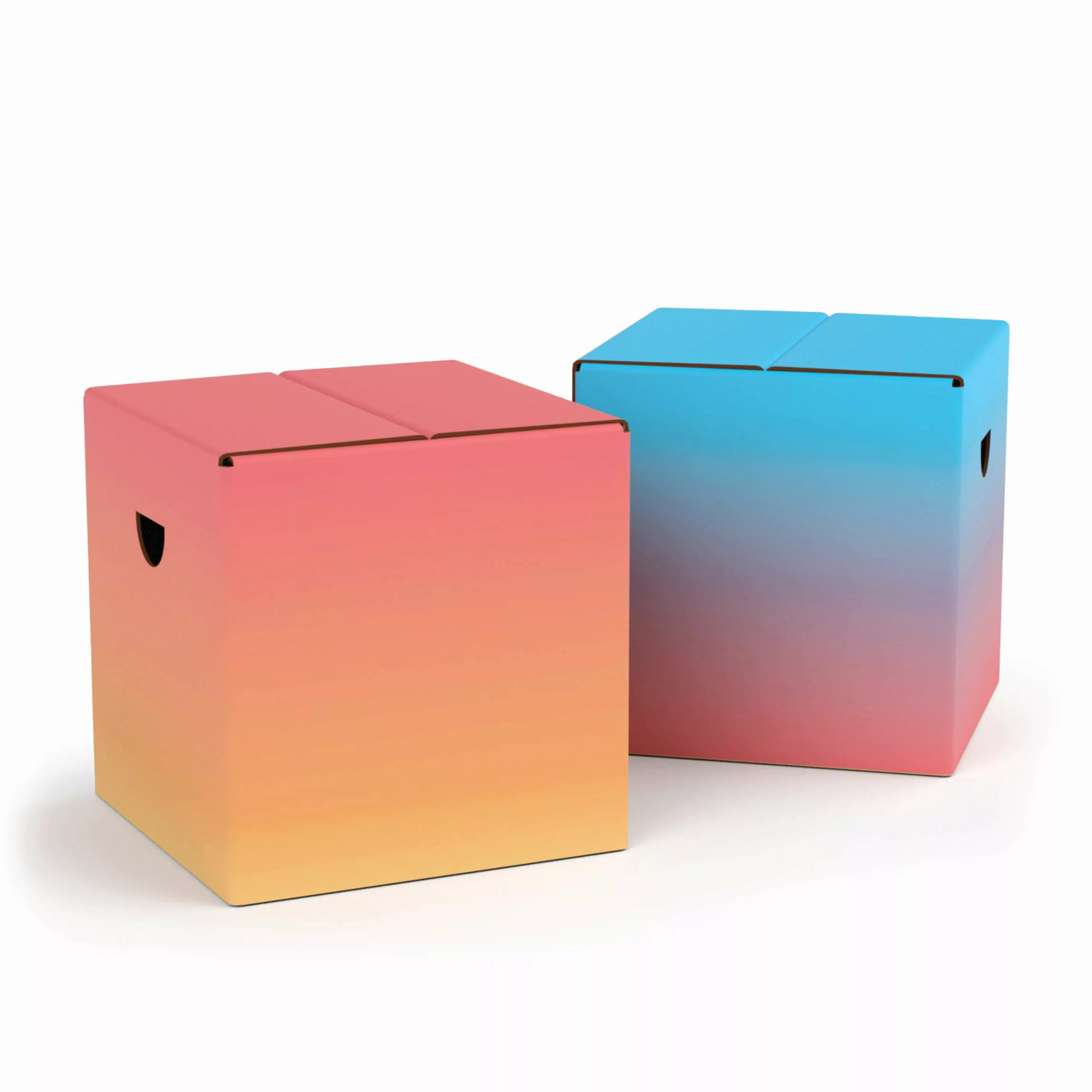 FOLDZILLA 2-teiliges Kinderhocker Set Pappe Mix Blau & Rot günstig online kaufen