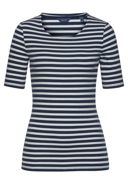 Gant T-Shirt STRIPED 1X1 RIB LSS T-SHIRT (1-tlg) mit charmantem Streifendes günstig online kaufen