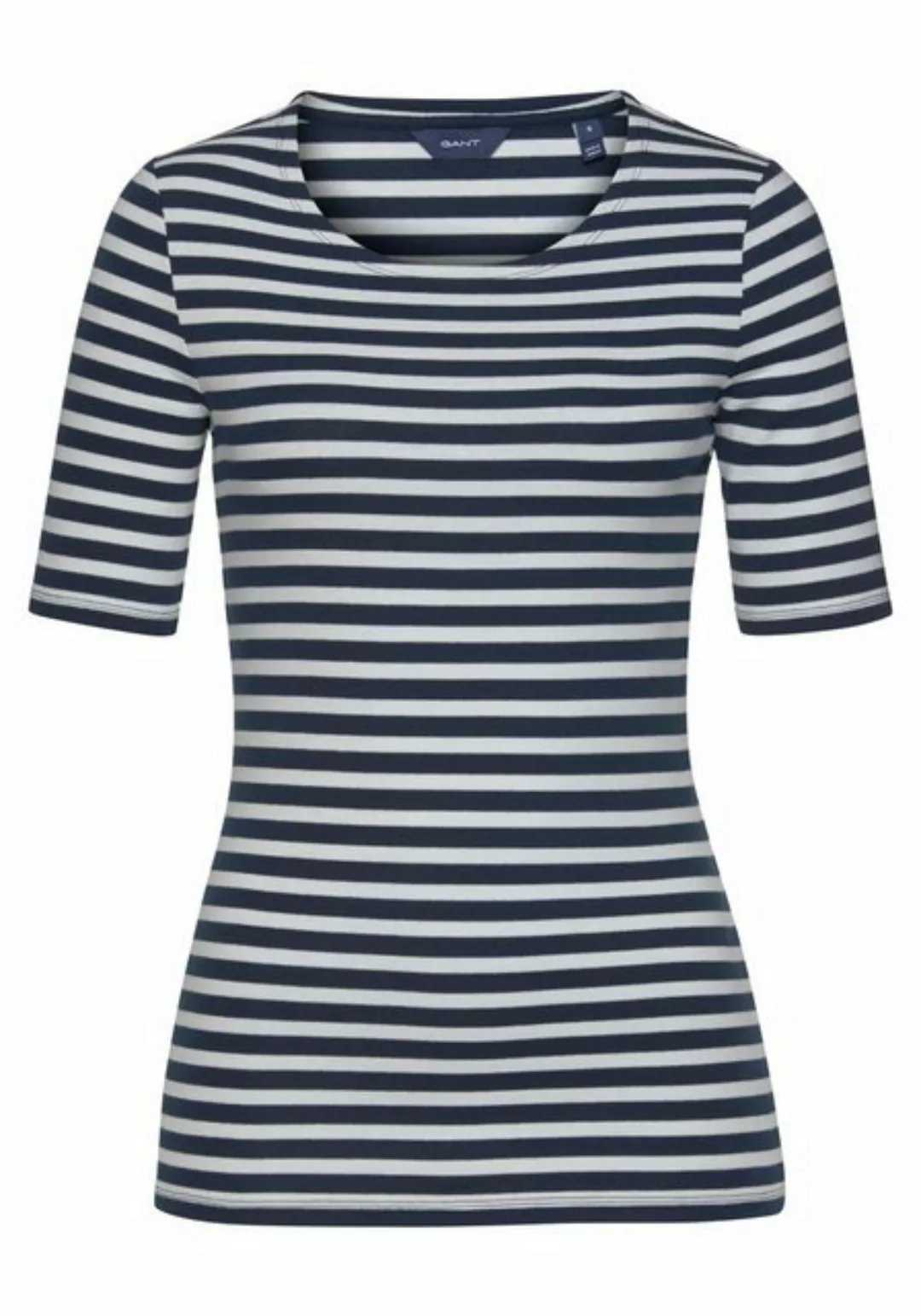 Gant T-Shirt STRIPED 1X1 RIB LSS T-SHIRT (1-tlg) mit charmantem Streifendes günstig online kaufen