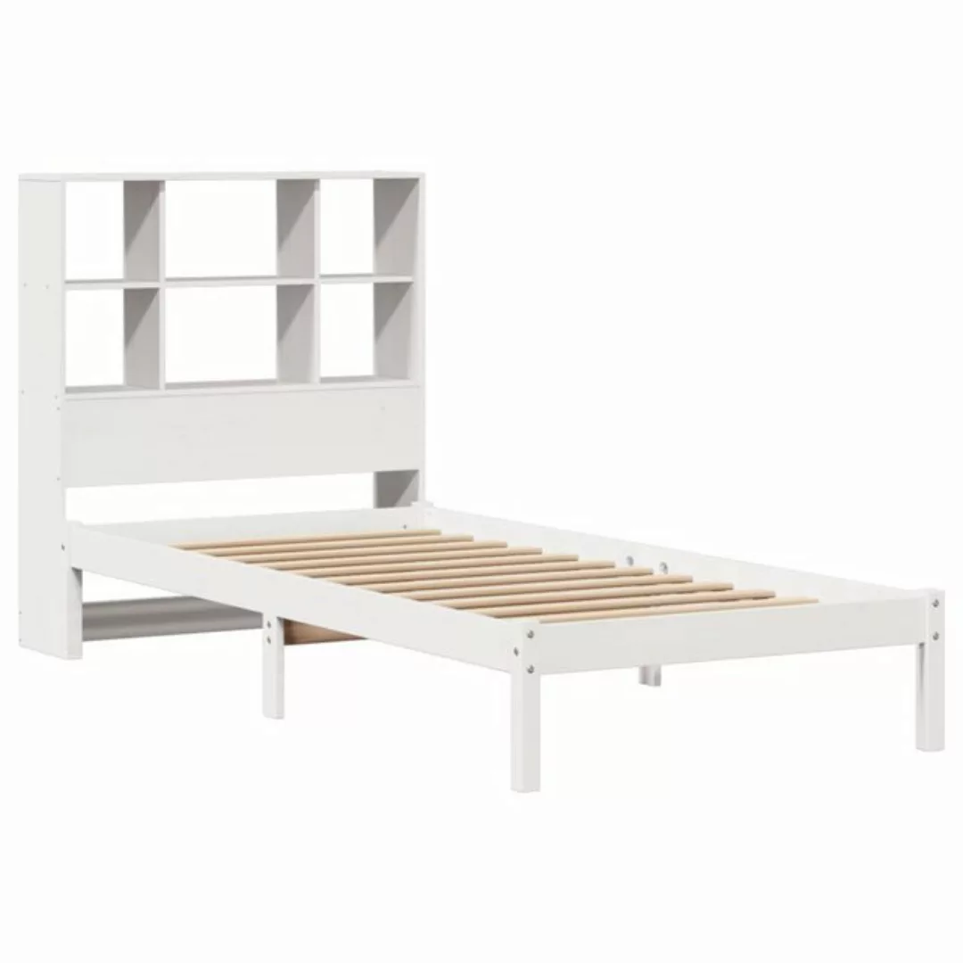 vidaXL Bett Massivholzbett mit Regal ohne Matratze Weiß 90x200 cm Kiefer günstig online kaufen