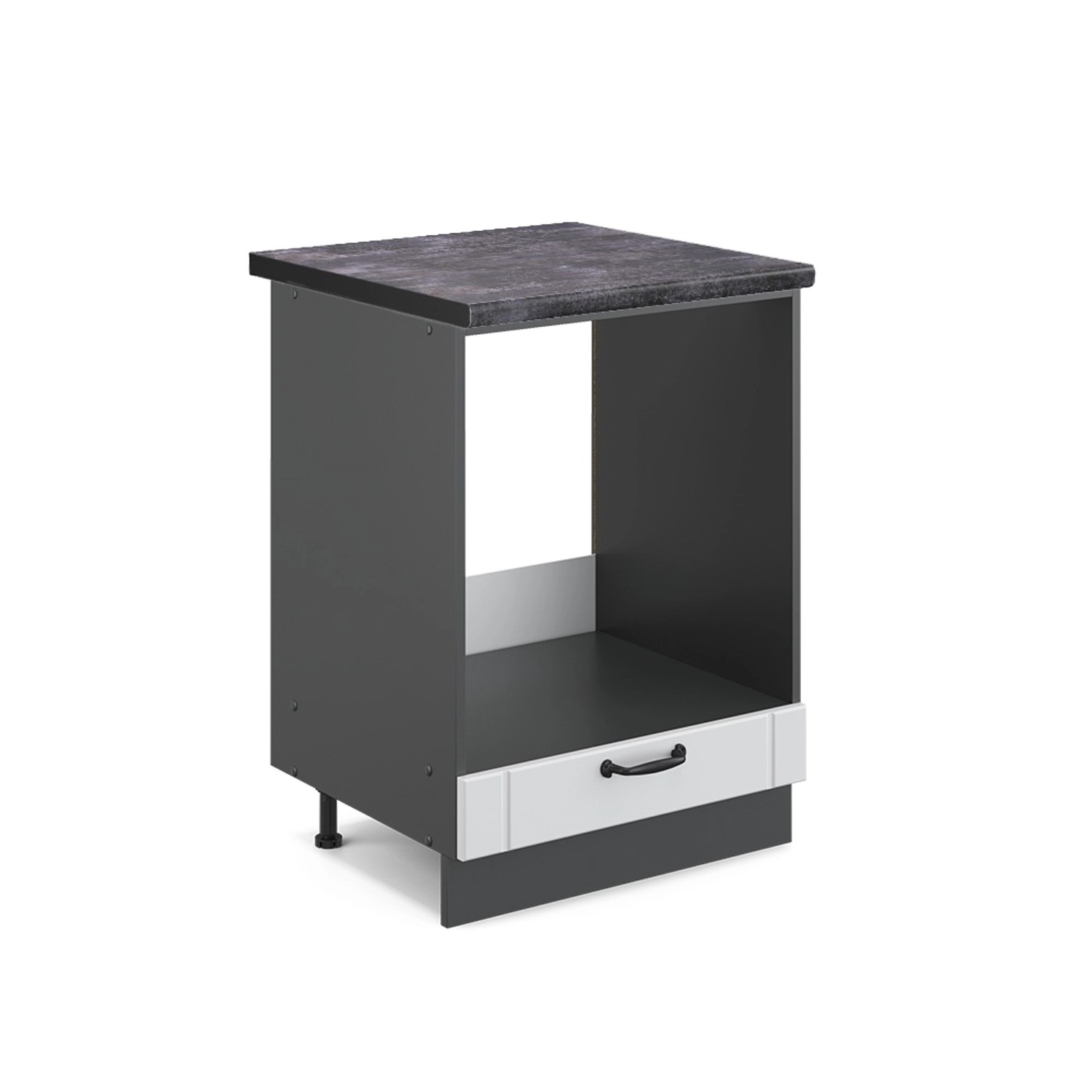 Vicco Herdumbauschrank Fame-Line Weiß Landhaus/Anthrazit 60 cm AP Anthrazit günstig online kaufen