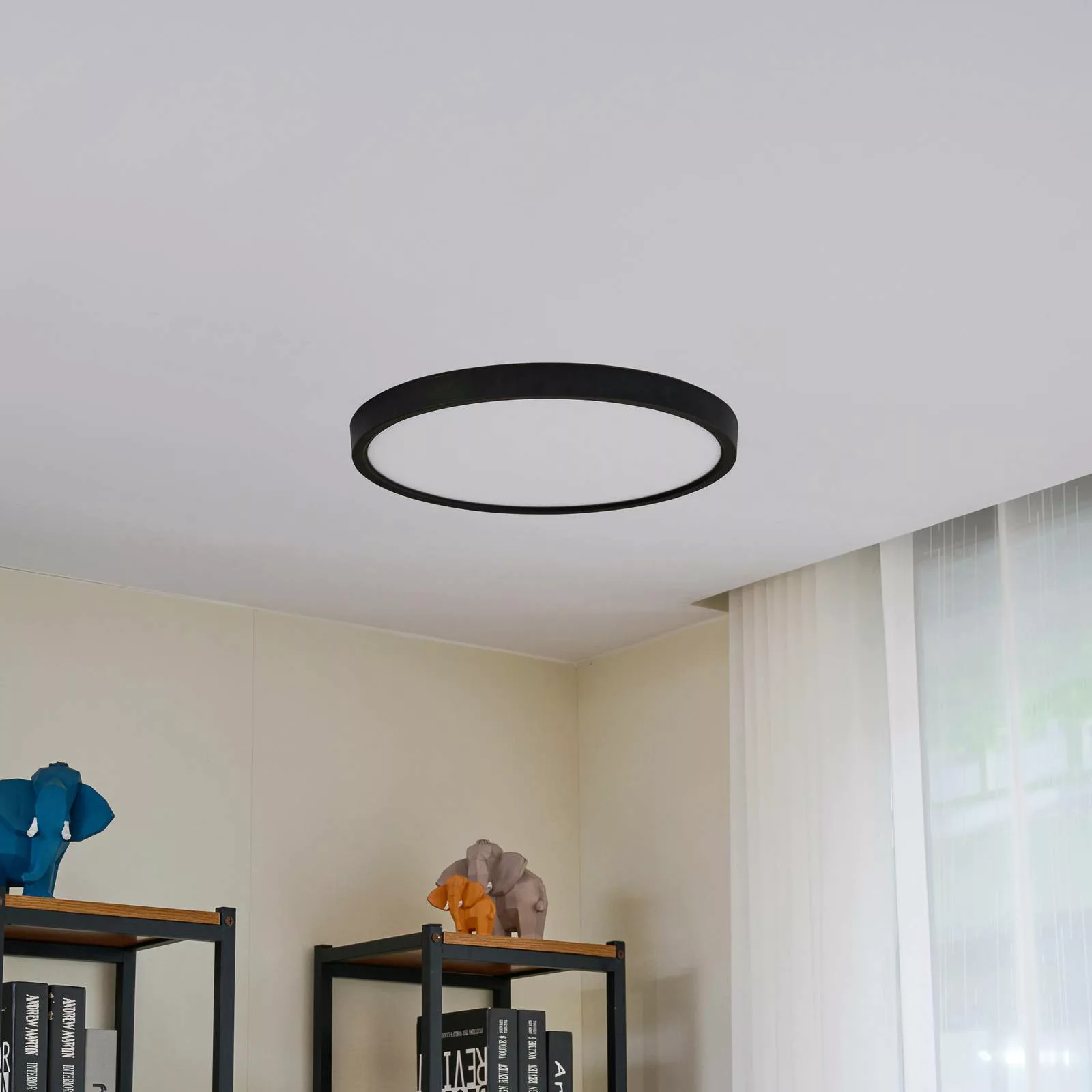 Lindby LED-Deckenleuchte Pravin, Ø 50 cm, 3.000 K, schwarz günstig online kaufen