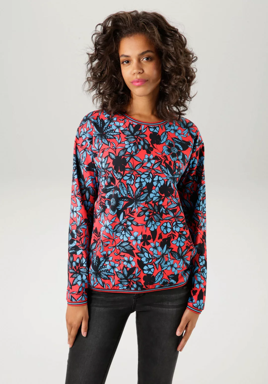 Aniston CASUAL Sweatshirt, mit fantasievollem Blumendruck- jedes Teil ein U günstig online kaufen