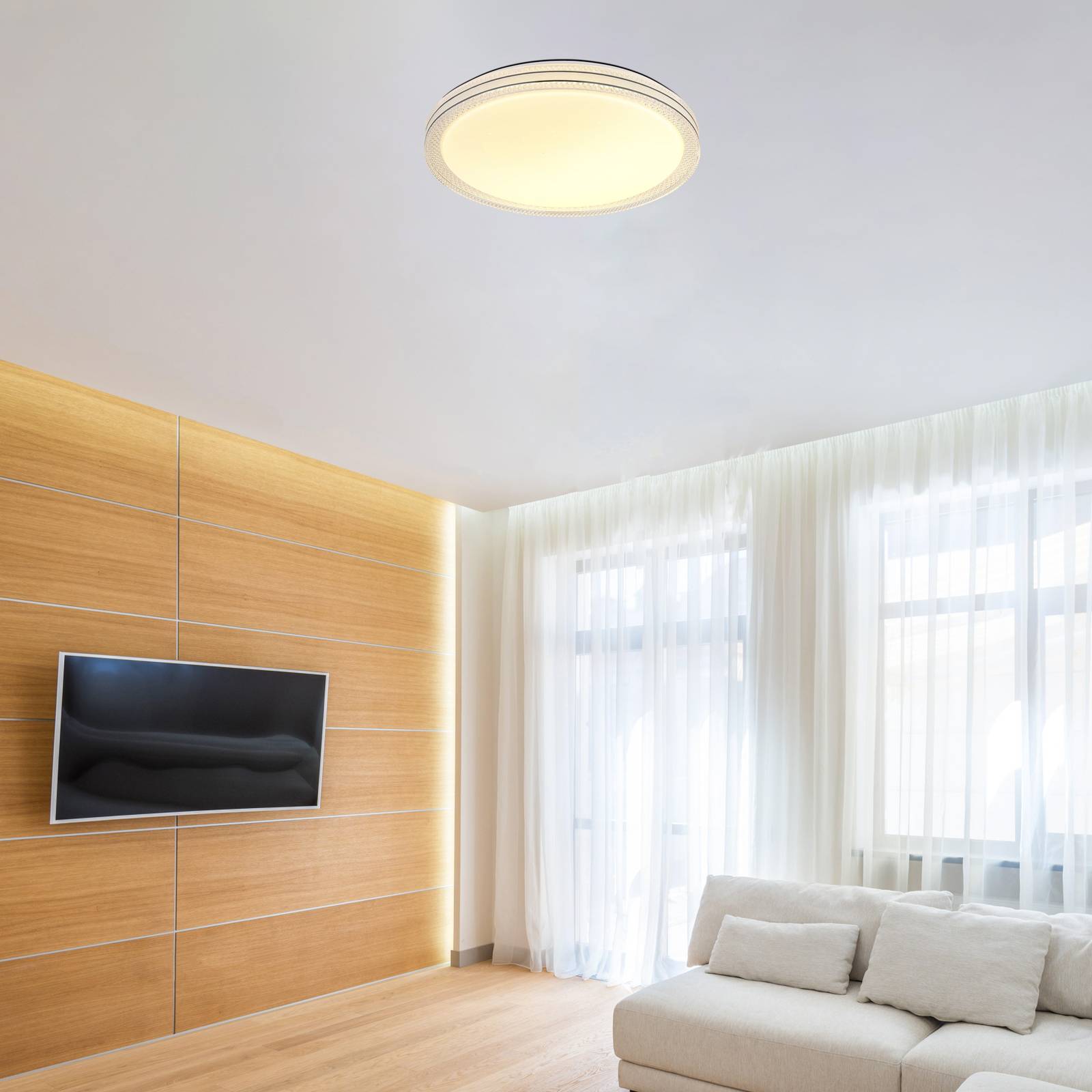LED-Deckenleuchte Veleno, weiß, Ø 49 cm, Glitzer-Effekt günstig online kaufen