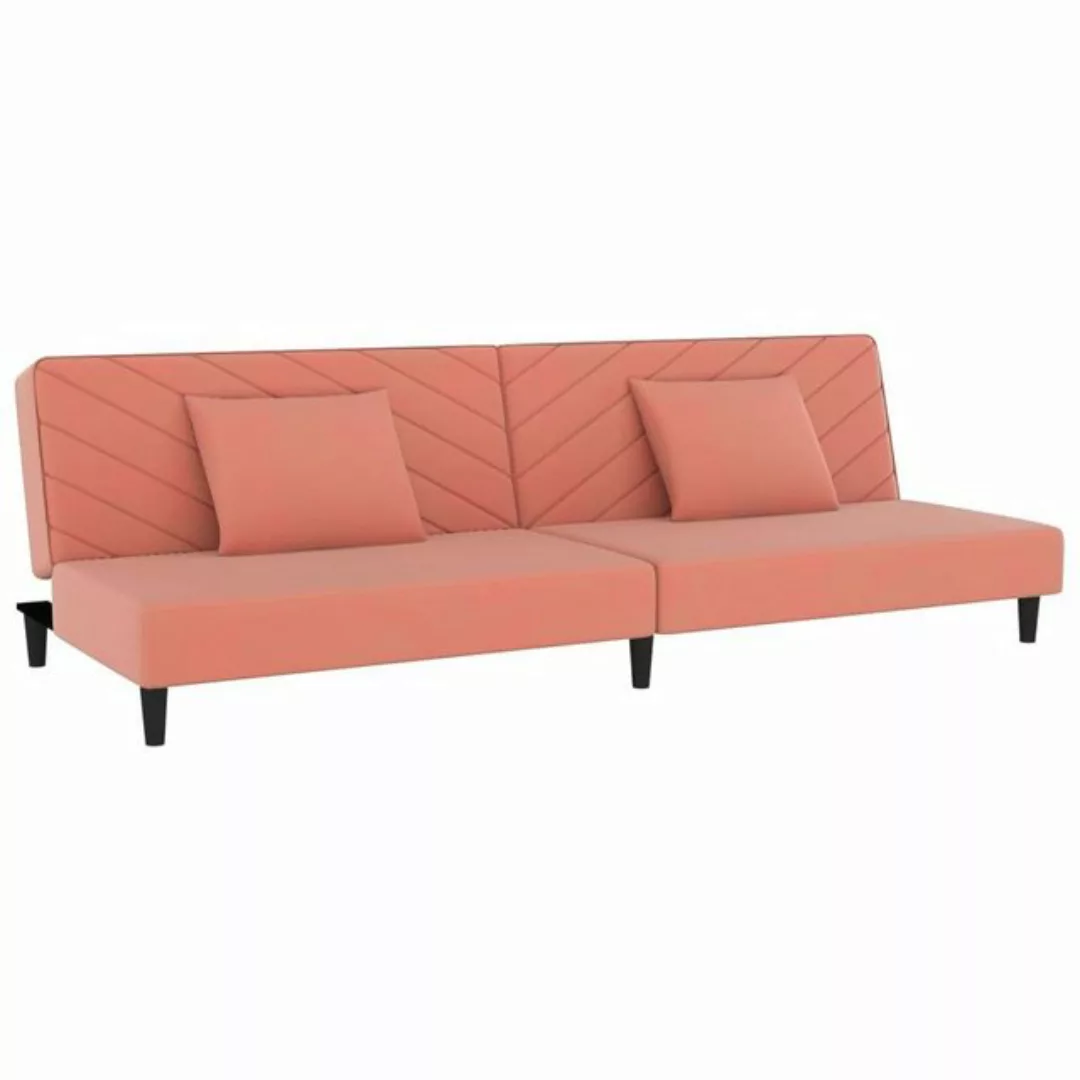 vidaXL Sofa Schlafsofa 2-Sitzer mit 2 Kissen Rosa Samt günstig online kaufen