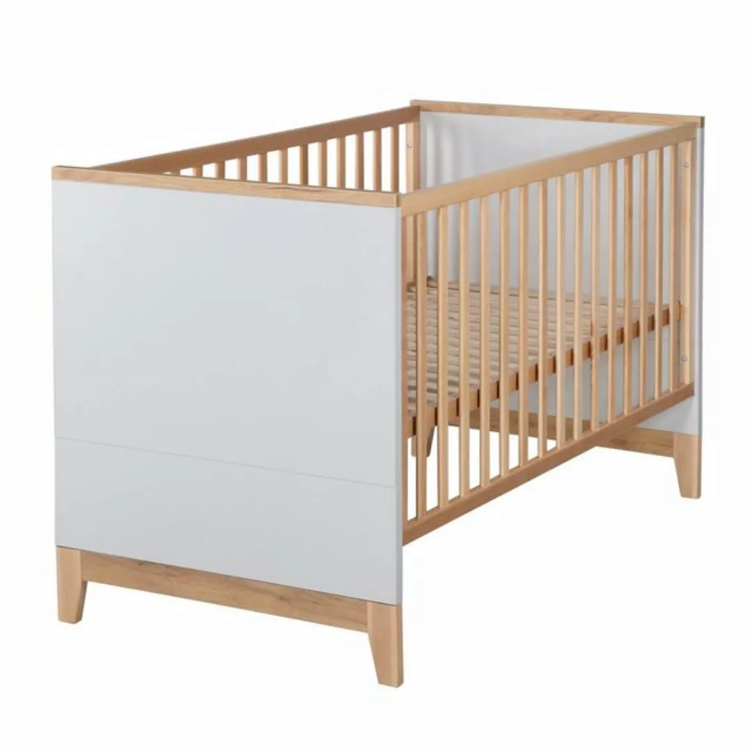 roba® Babybett Caro, Gitterbett in Lichtgrau / Buche - Höhenverstellbar & u günstig online kaufen