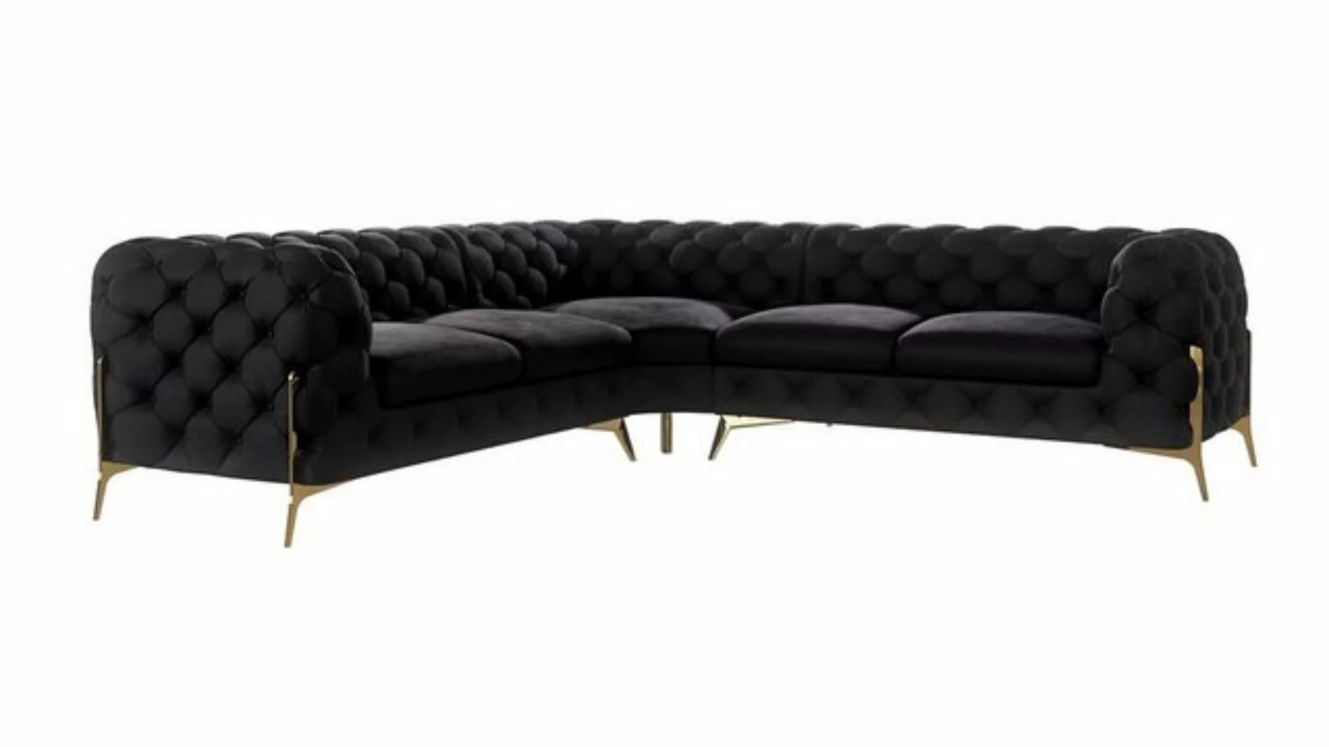 S-Style Möbel Ecksofa Chesterfield Ashley mit Goldene Metall Füßen, mit Wel günstig online kaufen