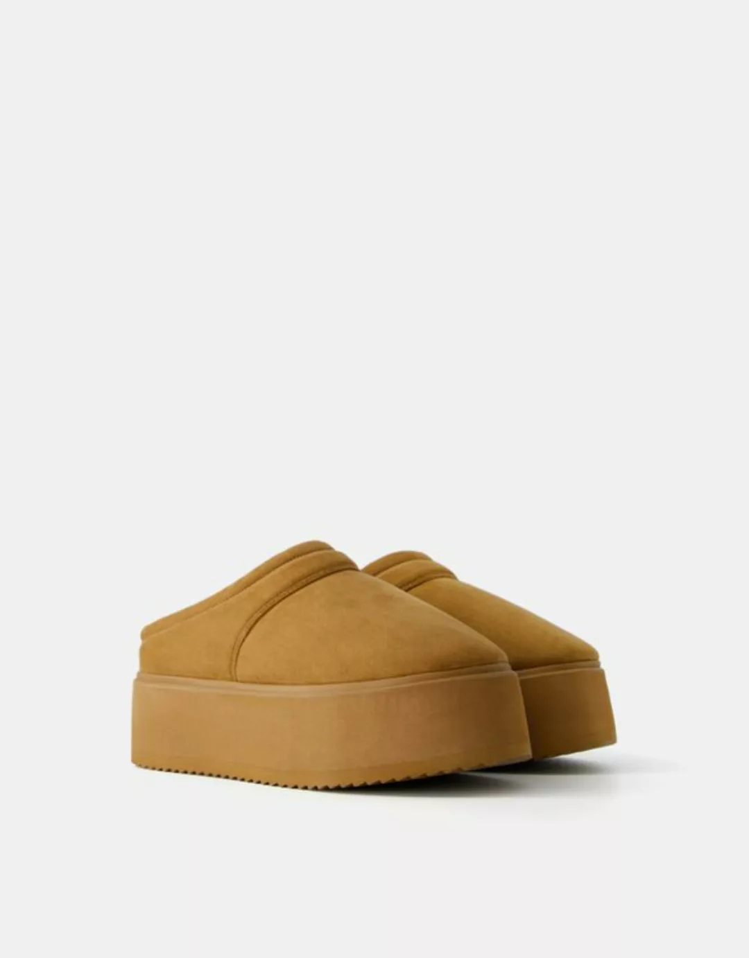 Bershka Plateau-Clogs Mit Fellfutter Damen 36 Sandfarbe günstig online kaufen