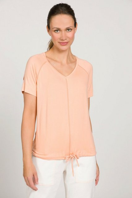 Gina Laura Rundhalsshirt T-Shirt V-Ausschnitt Halbarm Cut-Out Saumband günstig online kaufen