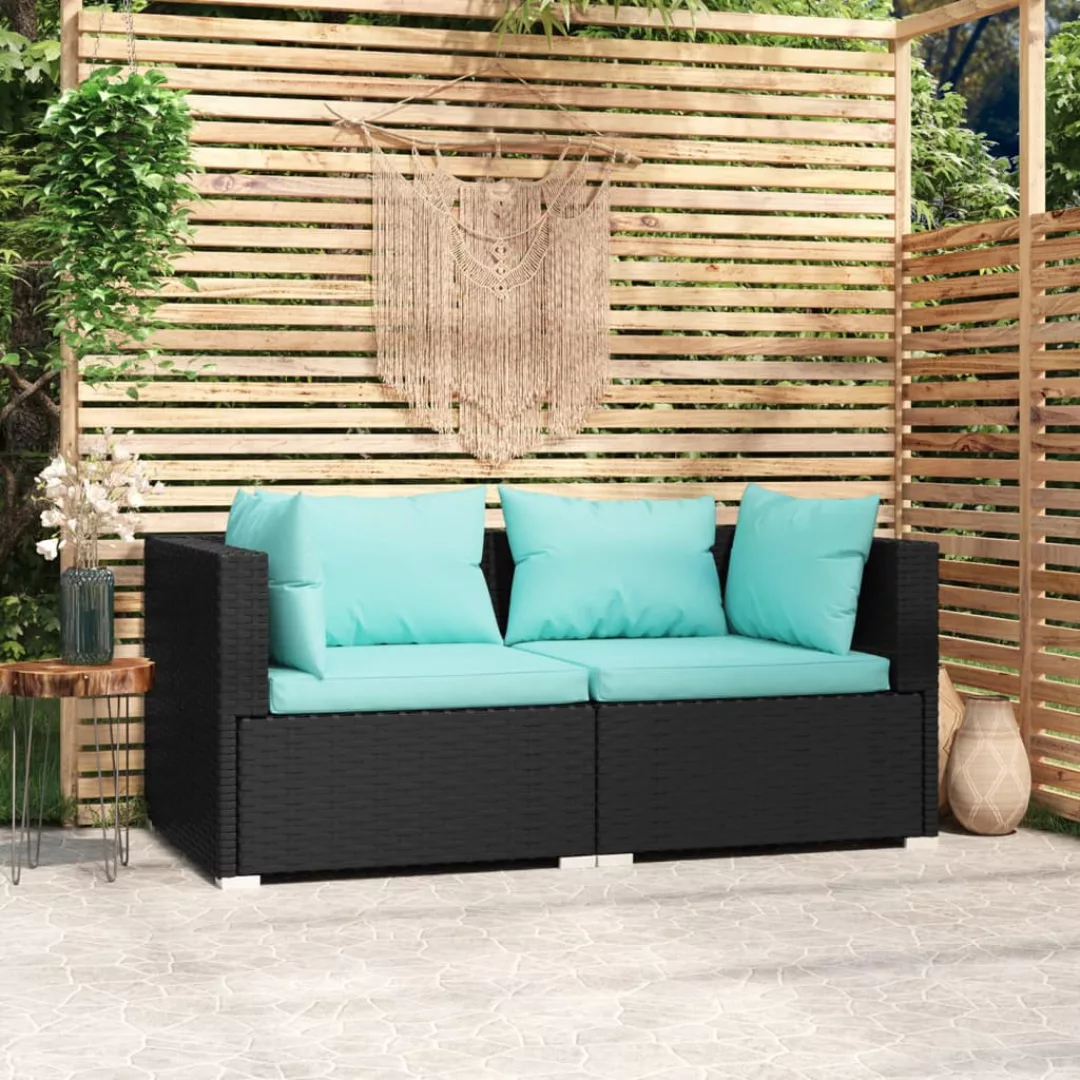 Vidaxl 2-sitzer-sofa Mit Kissen Schwarz Poly Rattan günstig online kaufen