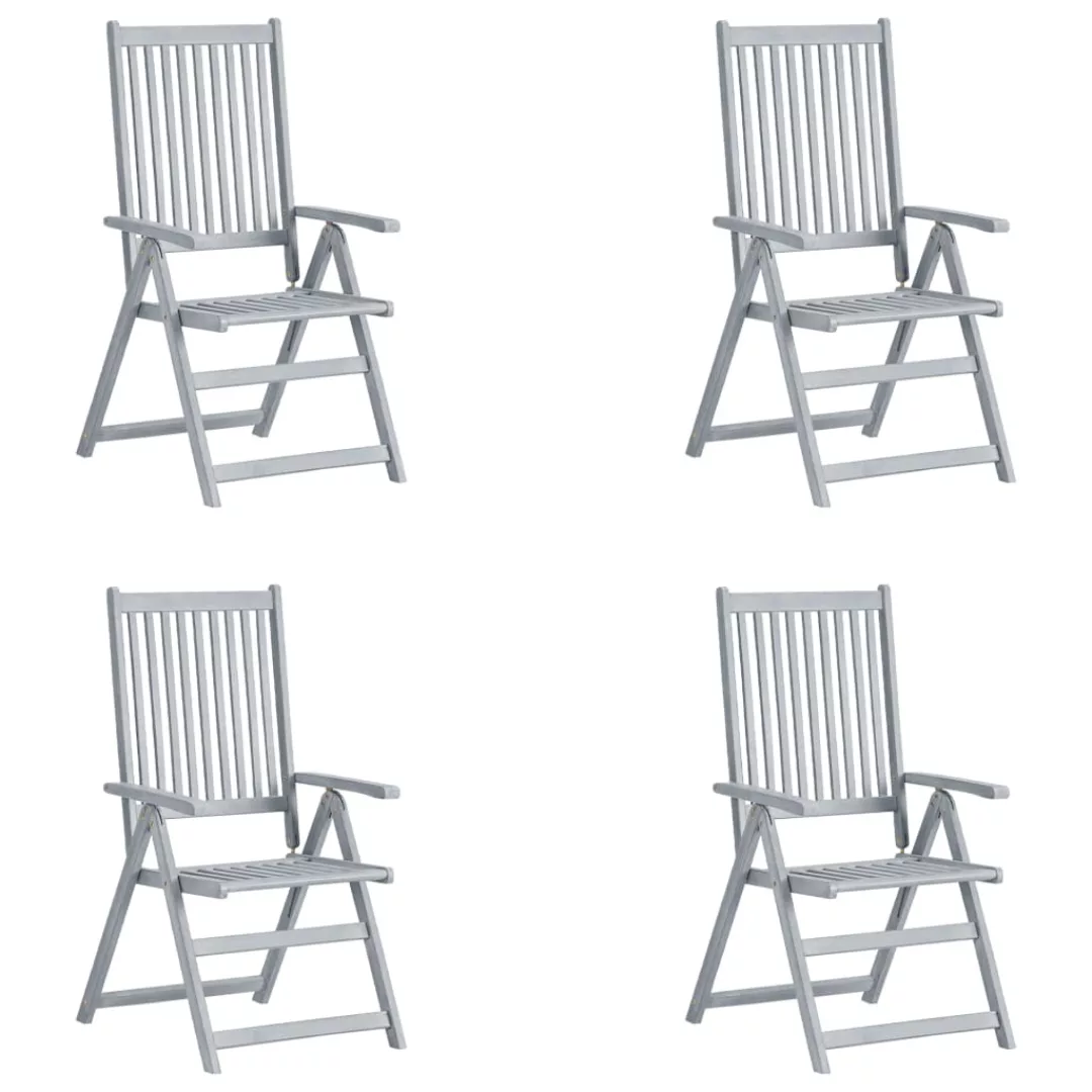 Verstellbare Gartenstühle 4 Stk. Grau Massivholz Akazie günstig online kaufen