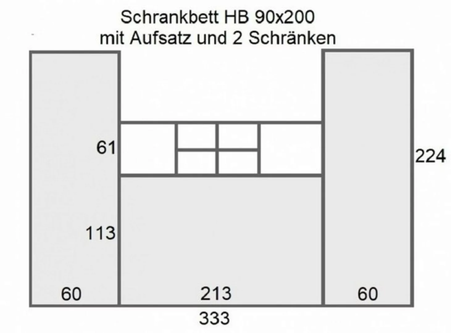 QMM TraumMöbel Schrankbett Wandbett HB 90x200 mit 2 Schränken & Aufsatz (Se günstig online kaufen