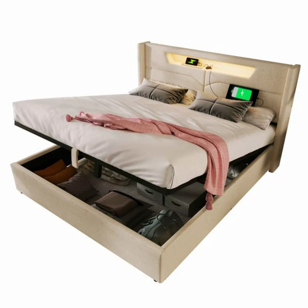 BlingBin Polsterbett Doppelbett Stauraumbett (1-tlg., Jugendbett 160x200 mi günstig online kaufen