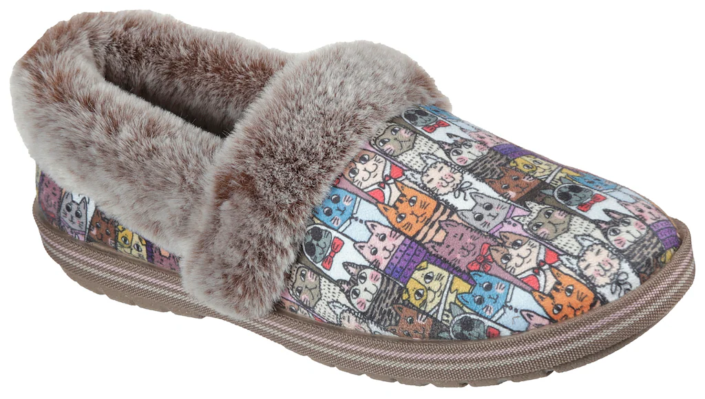 Skechers Pantoffel "TOO COZY CHIC CAT", Hausschuh mit witzigem Katzenprint günstig online kaufen