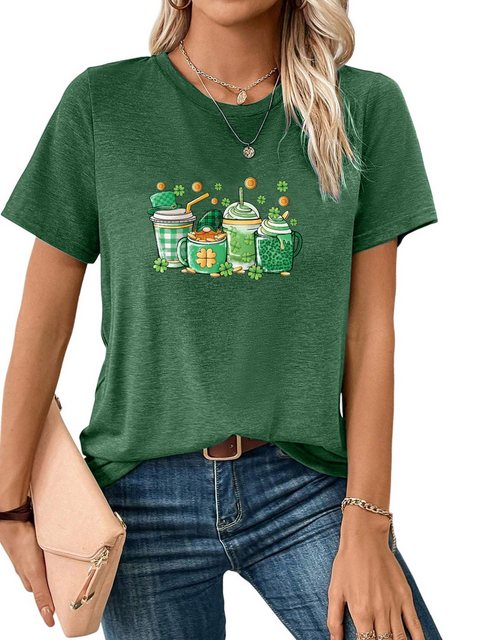 PYL Print-Shirt Damen St. Patricks Tag Print-Shirt mit Kleeblatt Grafik Dru günstig online kaufen