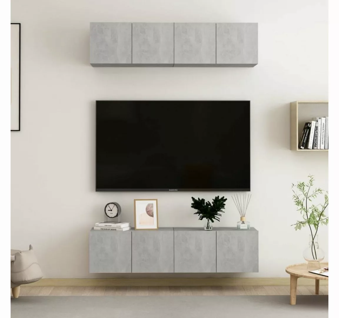 furnicato TV-Schrank TV-Schränke 4 Stk. Betongrau 60x30x30 cm Holzwerkstoff günstig online kaufen