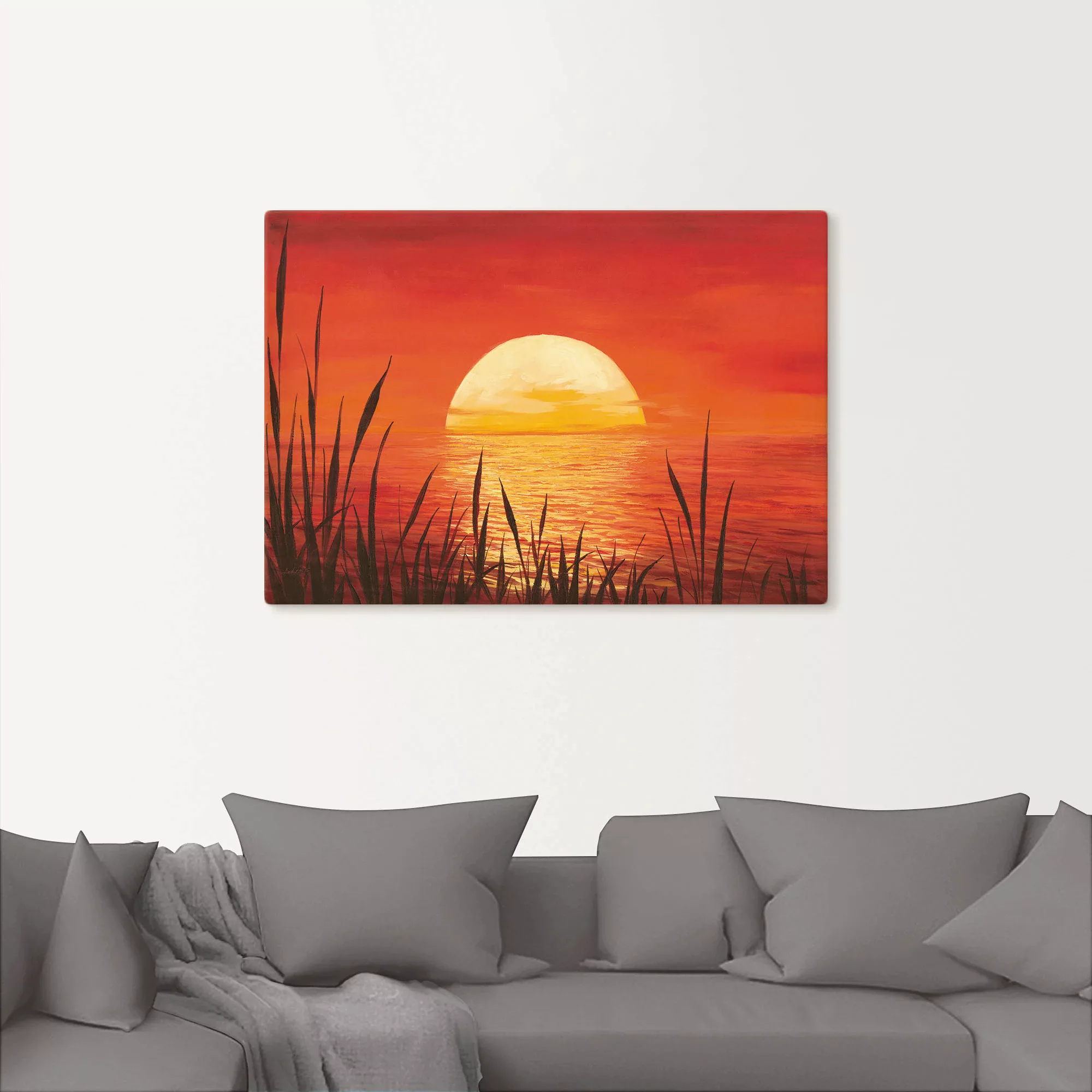 Artland Wandbild "Roter Sonnenuntergang am Ozean", Bilder vom Sonnenunterga günstig online kaufen