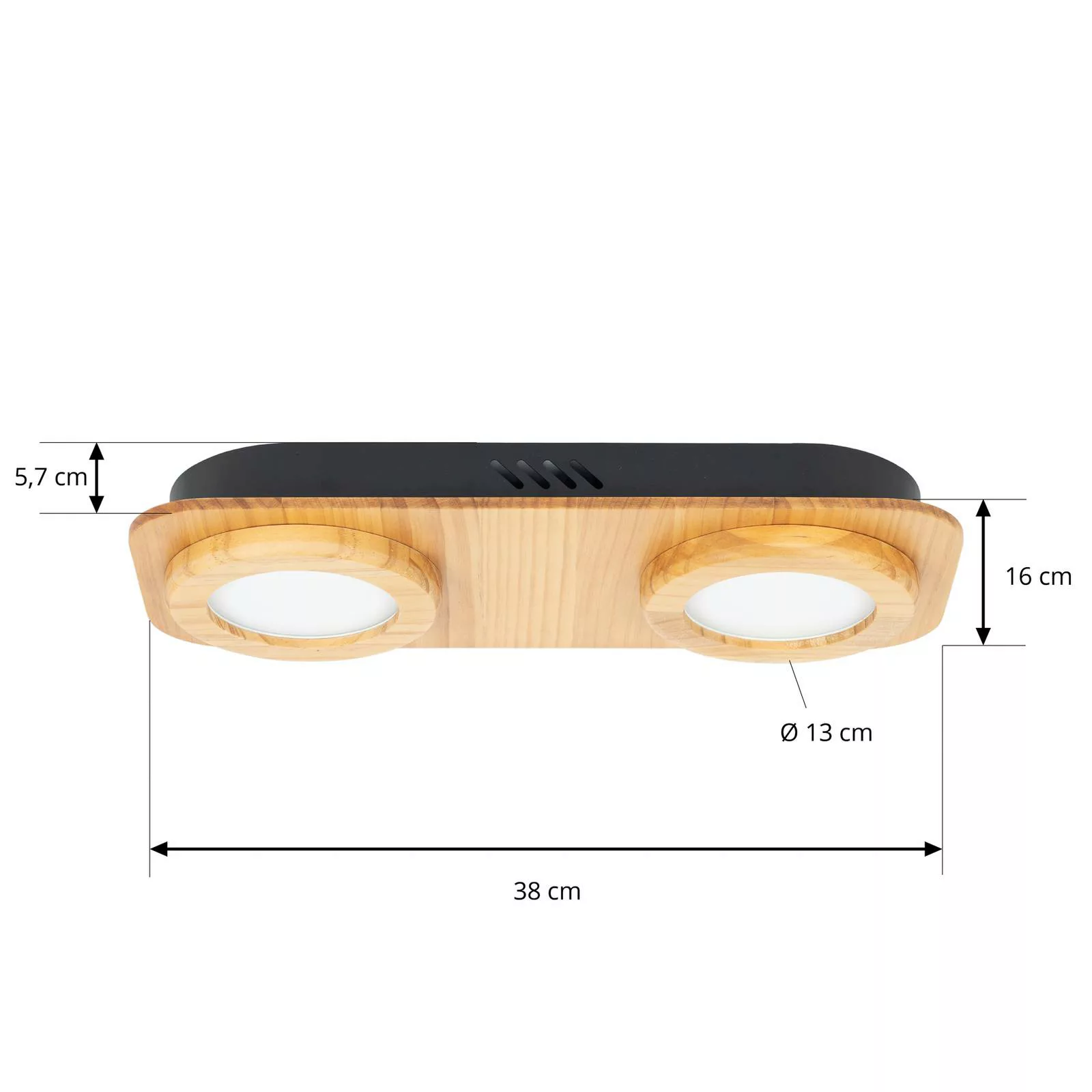 Lindby Joren LED-Spot Holz zweiflammig rund günstig online kaufen