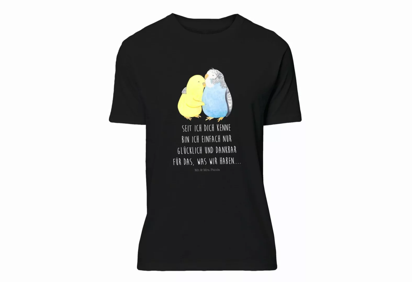 Mr. & Mrs. Panda T-Shirt Wellensittich Liebe - Schwarz - Geschenk, Umarmung günstig online kaufen