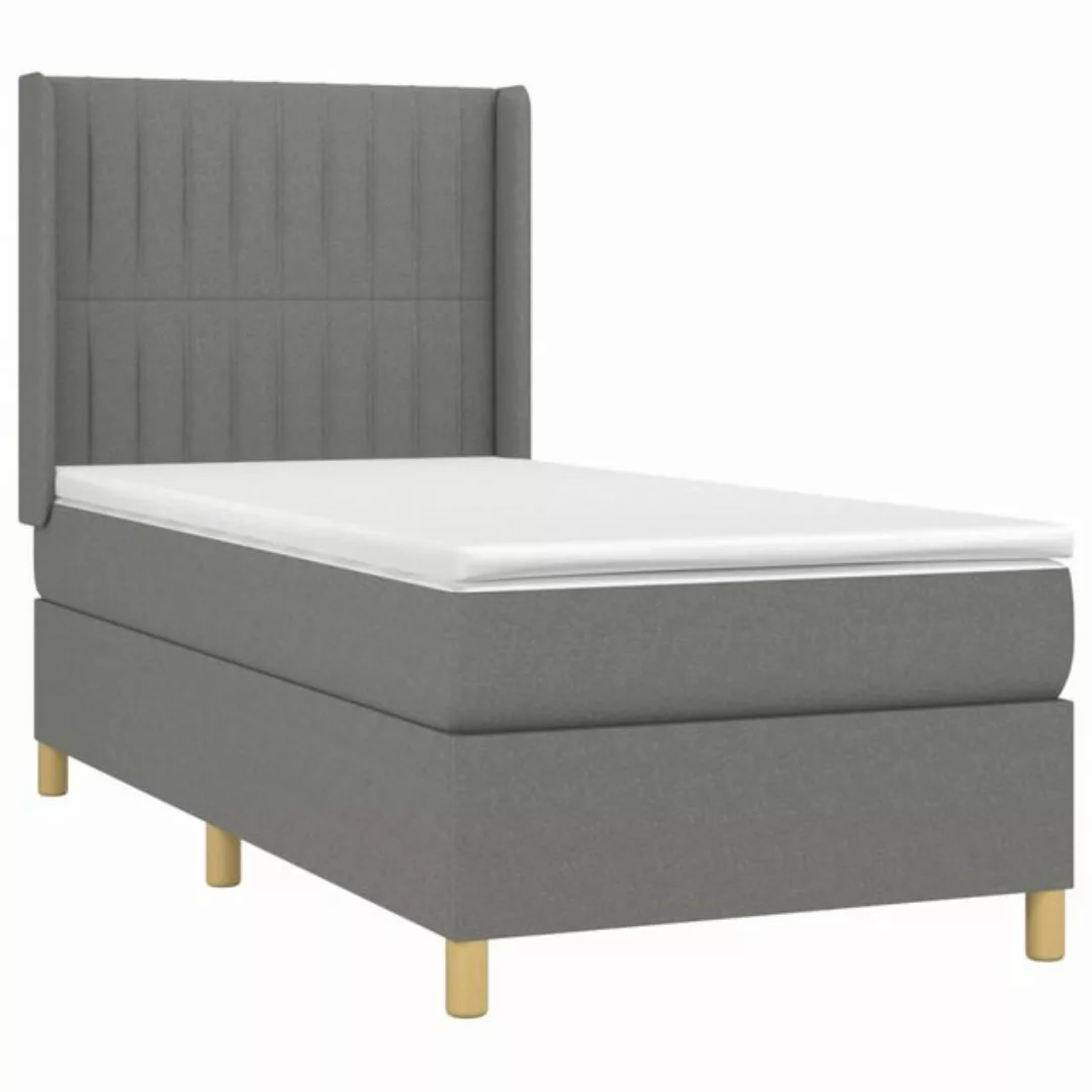 vidaXL Boxspringbett Boxspringbett mit Matratze Dunkelgrau 90x190 cm Stoff günstig online kaufen