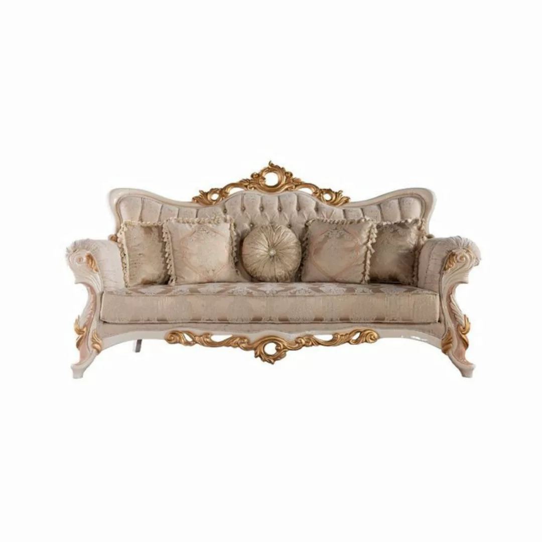 Xlmoebel Sofa Chesterfield Barock Sofa Möbel Couch Stoff Gold Dreisitzer, H günstig online kaufen