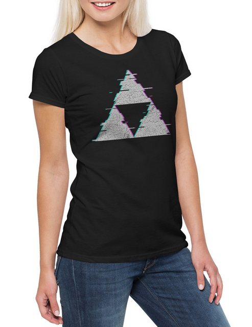 Urban Backwoods Print-Shirt Triforce Glitch Damen T-Shirt Symbol Sign Logo günstig online kaufen