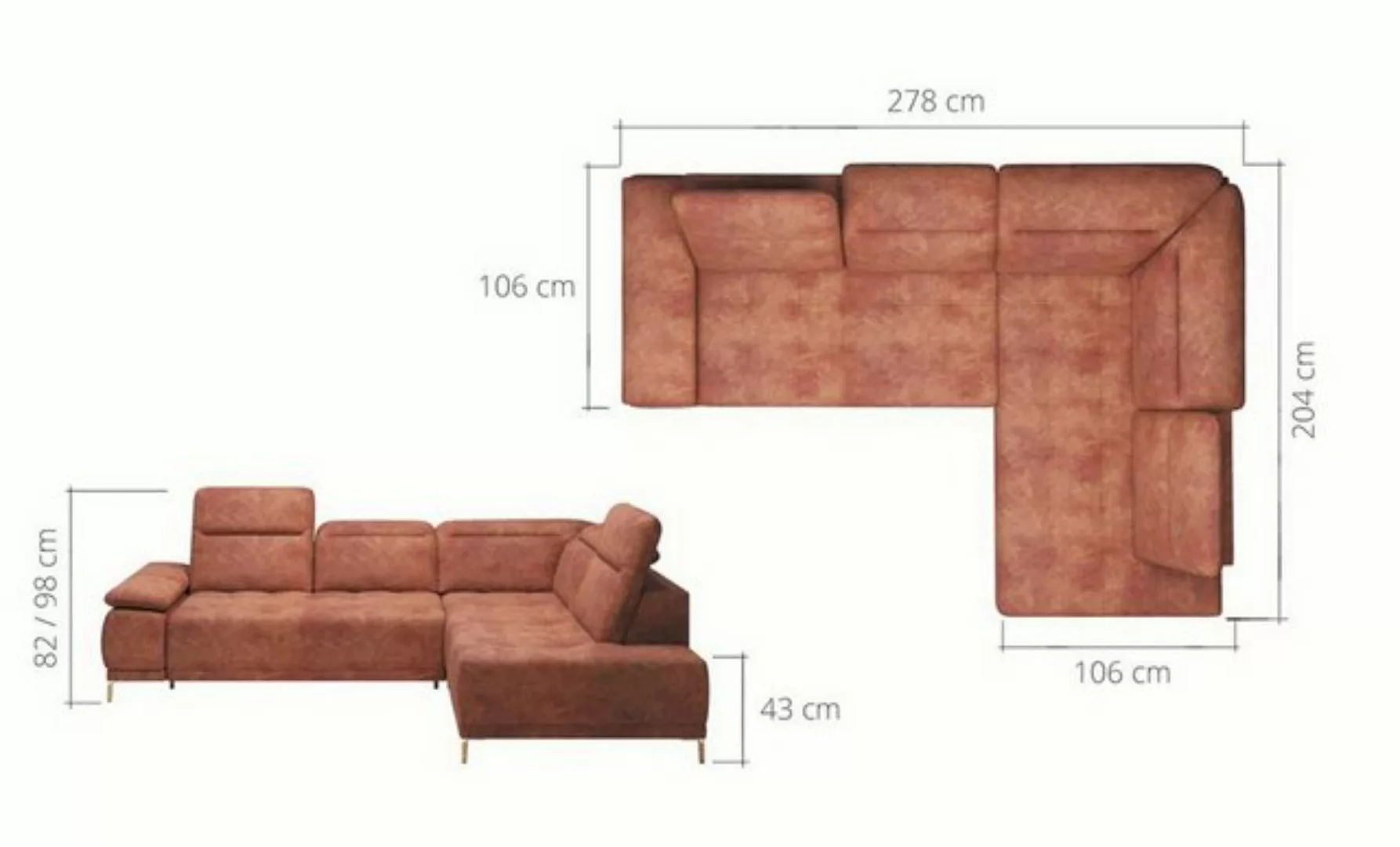 JVmoebel Ecksofa, Automatik Ecksofa Sofa Couch Design Couch Polster Textil günstig online kaufen
