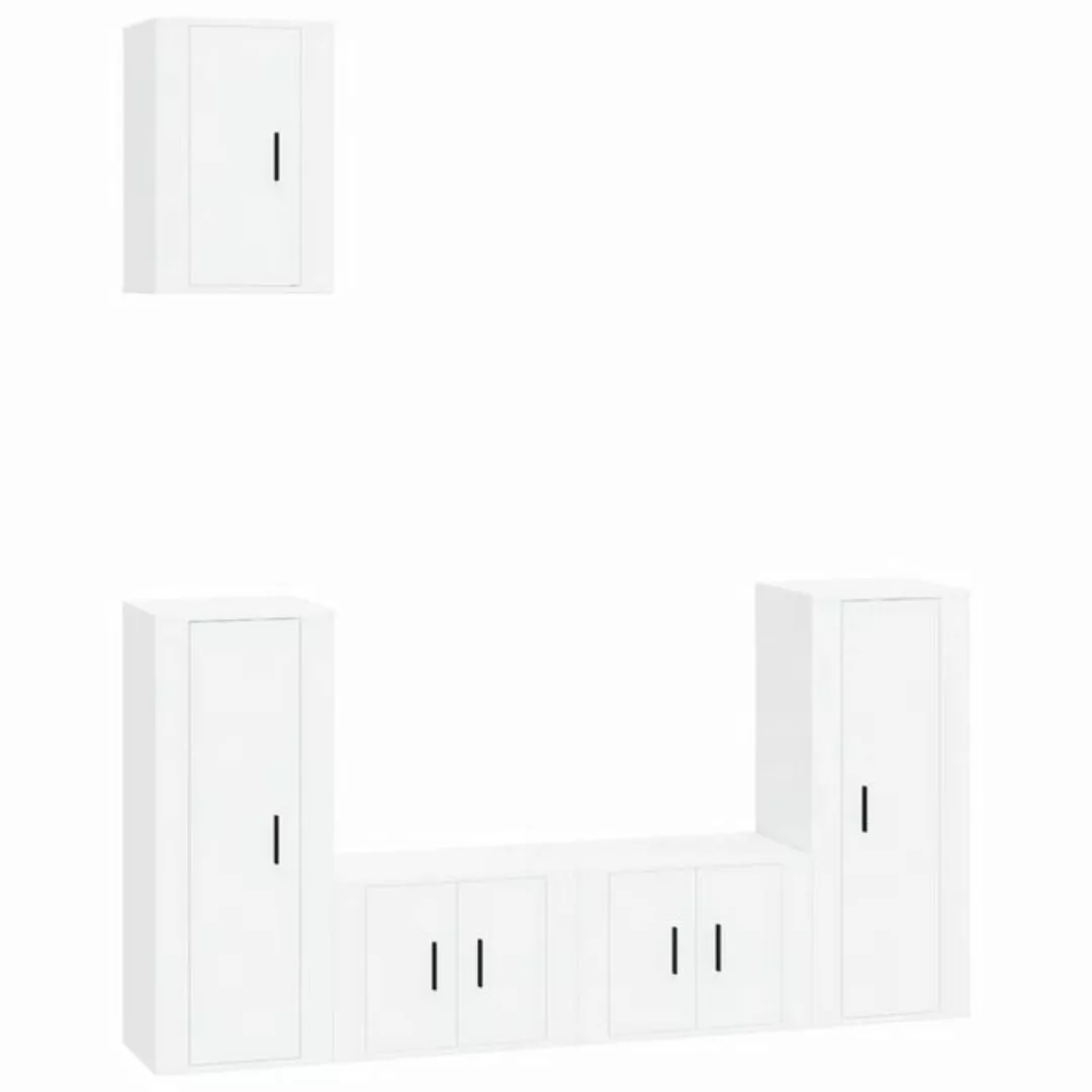 furnicato TV-Schrank 5-tlg. TV-Schrank-Set Hochglanz-Weiß Holzwerkstoff (1- günstig online kaufen