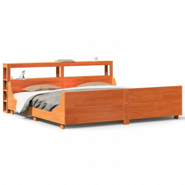 vidaXL Bett, Massivholzbett ohne Matratze Wachsbraun 180x200 Kiefernholz günstig online kaufen