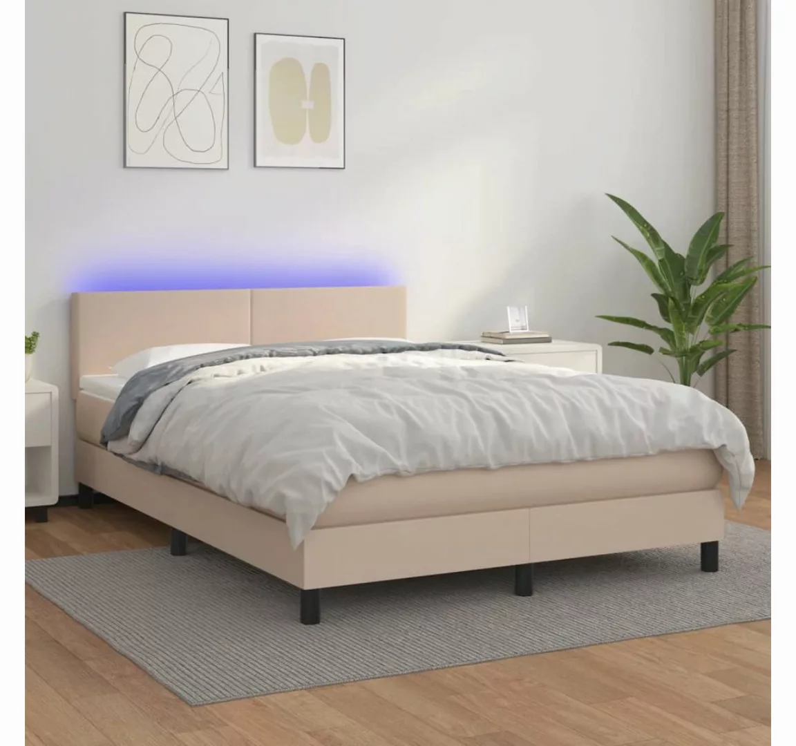 vidaXL Boxspringbett Bett Boxspringbett mit Matratze & LED Kunstleder (160 günstig online kaufen