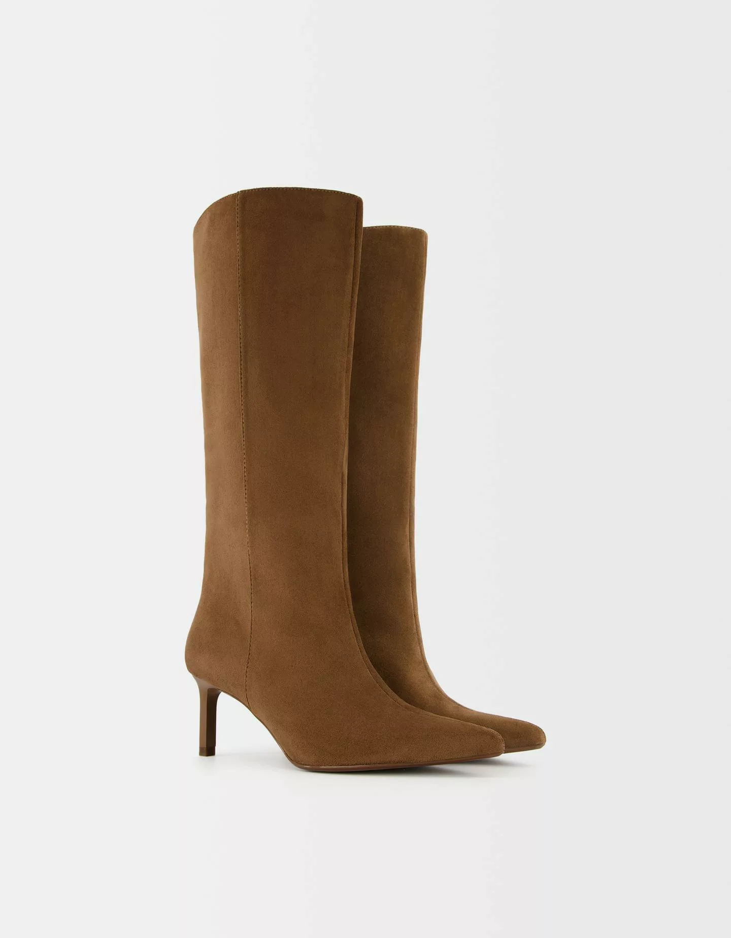 Bershka Absatzstiefel Aus Rauleder Mit Kitten-Heels Damen 38 Braun günstig online kaufen