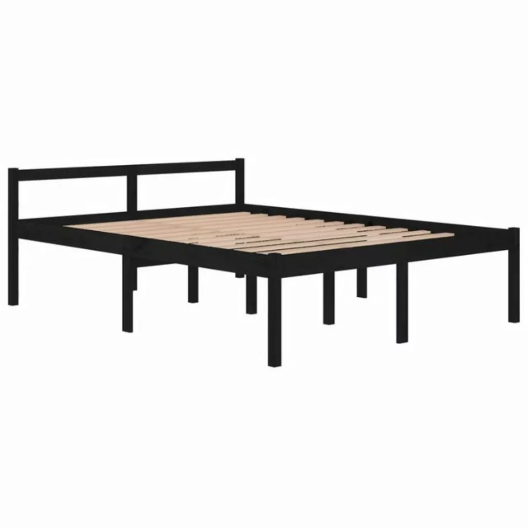 furnicato Bett Seniorenbett Schwarz 150x200 cm Massivholz Kiefer (1-tlg) günstig online kaufen