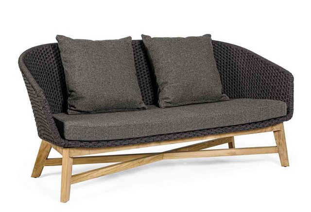 Bizzotto Gartensofa 2 Sitzer Sofa Coachella mit Kissen, Anthrazit günstig online kaufen