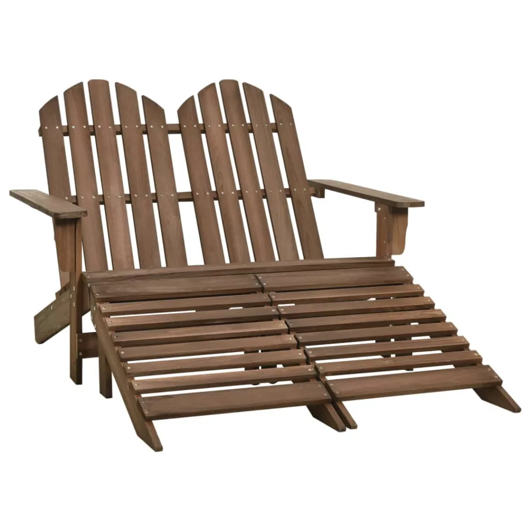 2-sitzer Adirondack-gartenbank Mit Fußstütze Tannenholz Braun günstig online kaufen