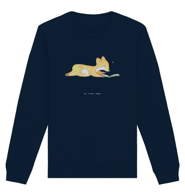 Mr. & Mrs. Panda Longpullover Größe L Fuchs Lesen - French Navy - Geschenk, günstig online kaufen