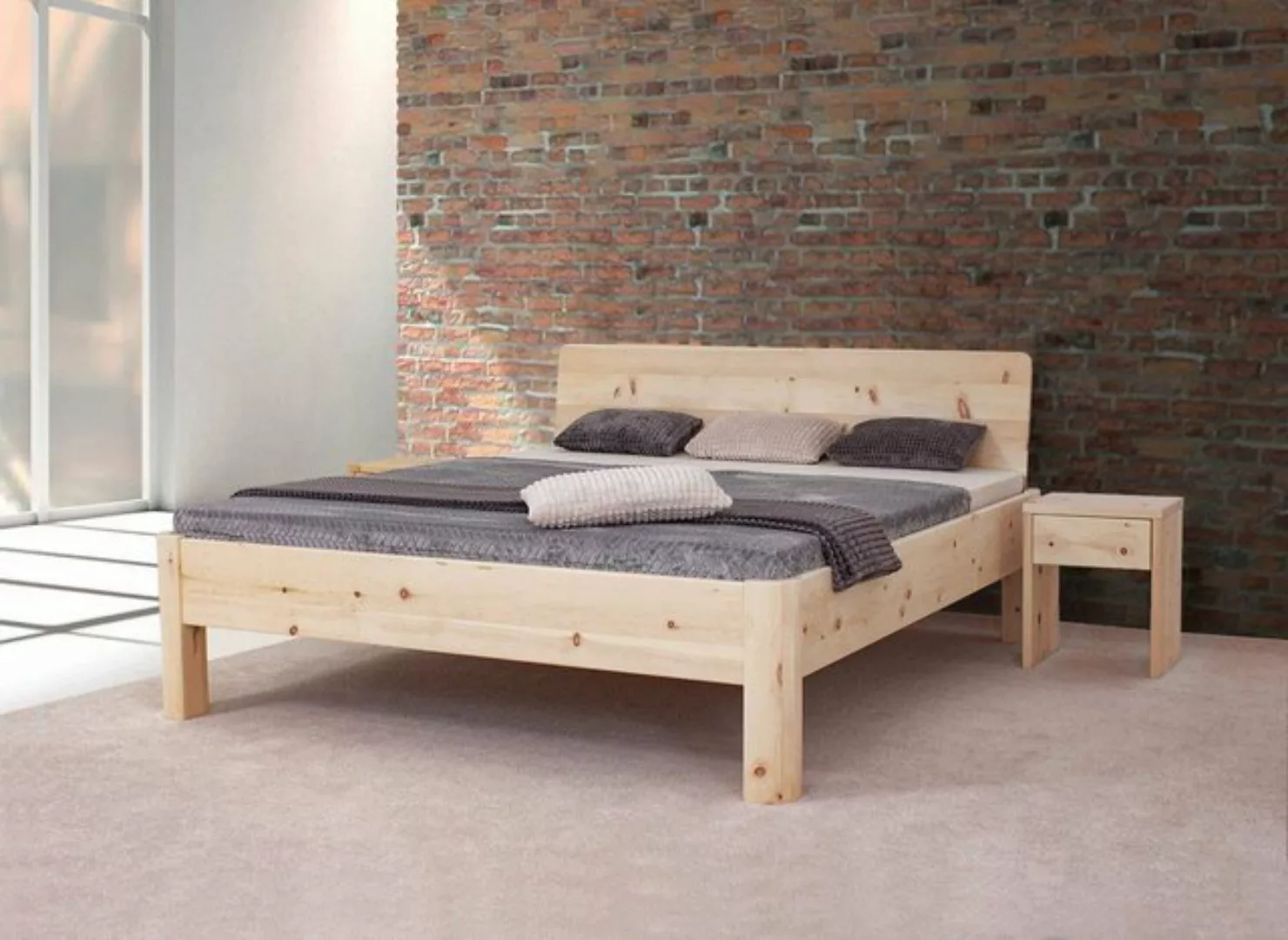 Natur24 Einzelbett Einzelbett Adela 100x200 Metallfrei Zirbe mit Kopfteil günstig online kaufen