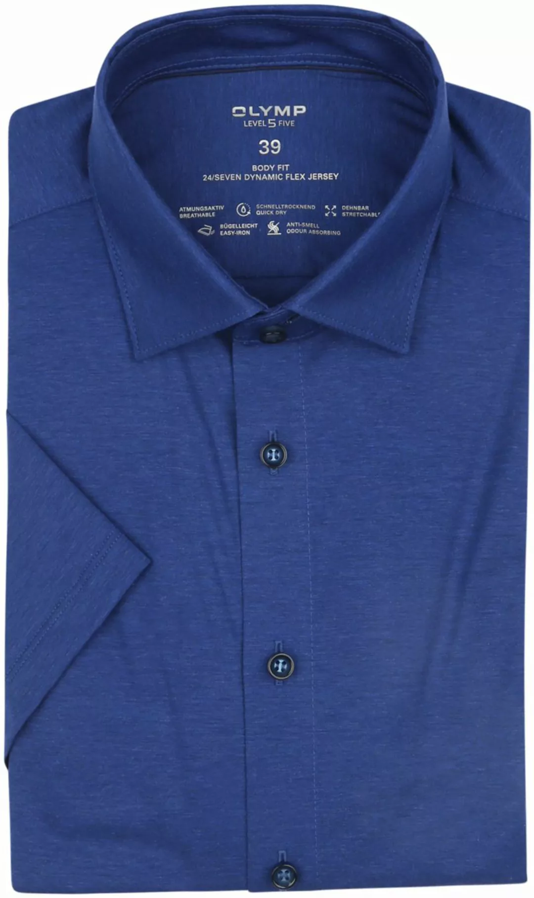 OLYMP Short Sleeve Hemd Level 5 Kobaltblau - Größe 40 günstig online kaufen