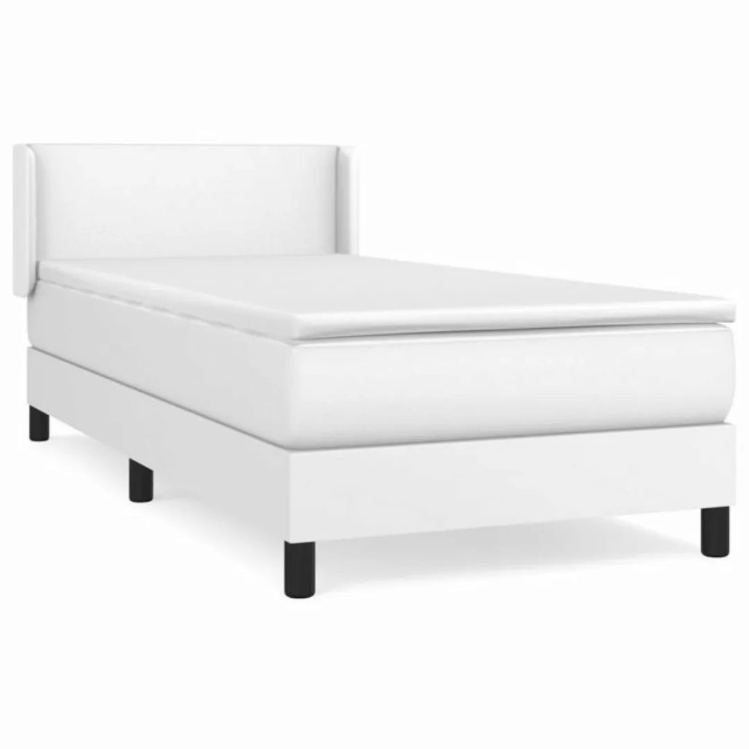 vidaXL Bett Boxspringbett mit Matratze Weiß 90x190 cm Kunstleder günstig online kaufen