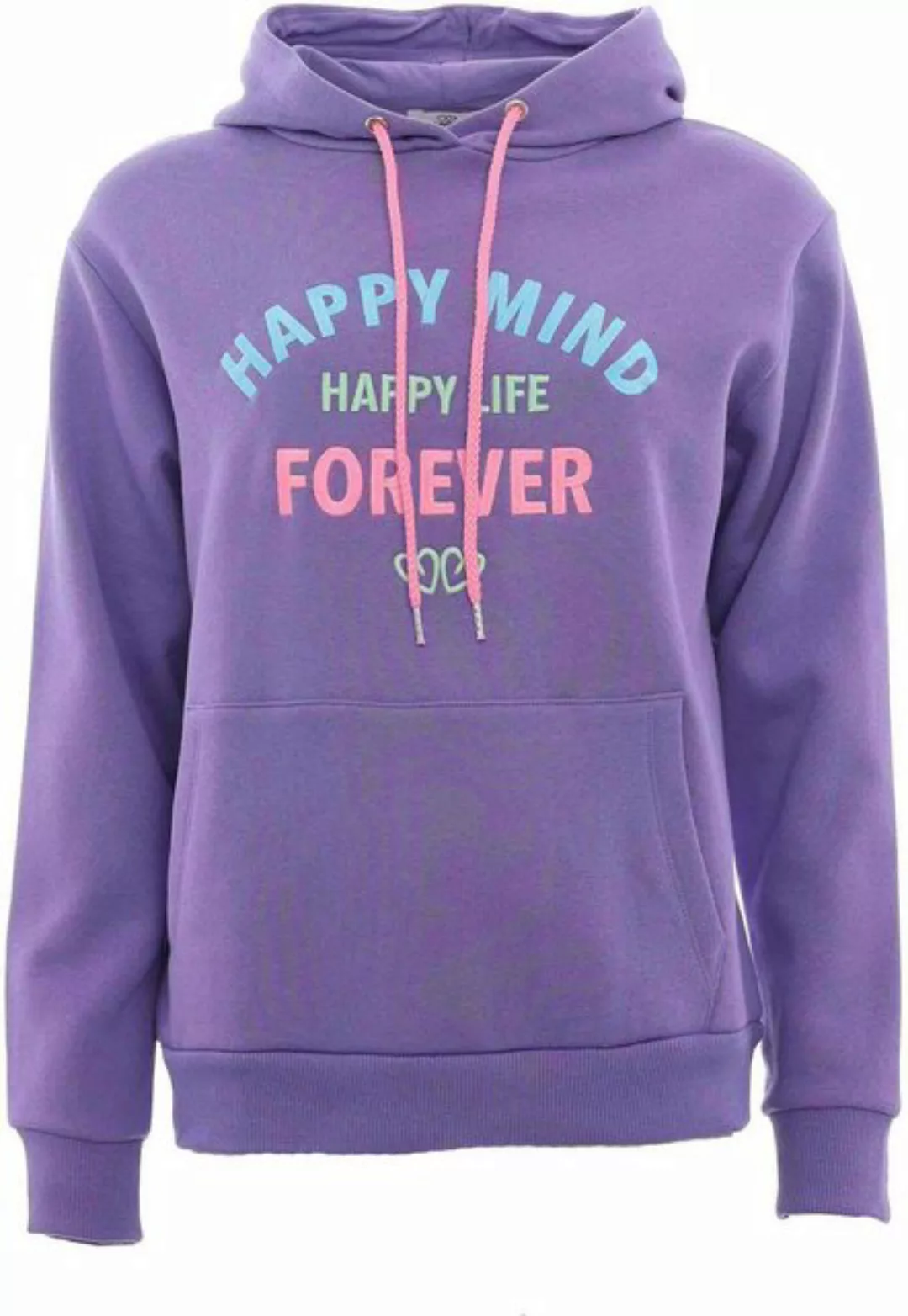 Zwillingsherz Sweatshirt mit "Happy"-Aufstick in neonfarben auf Vorder- und günstig online kaufen