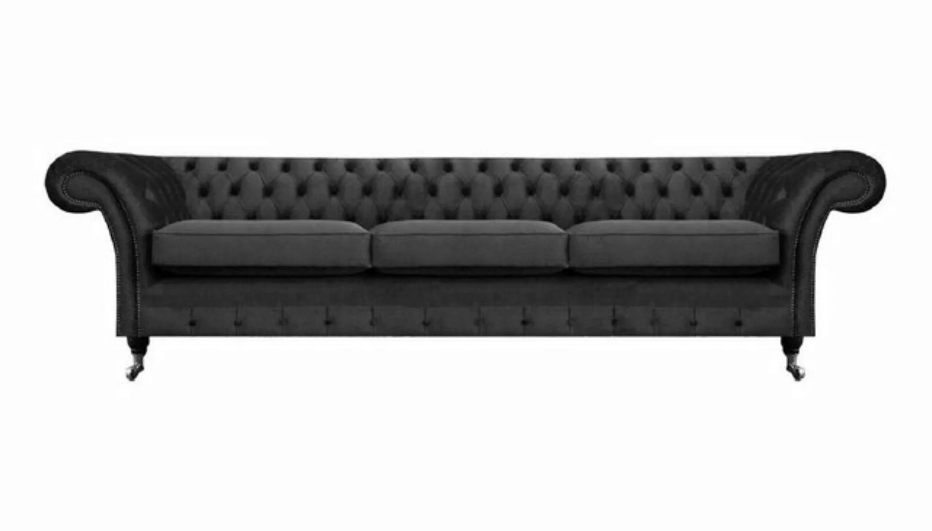 JVmoebel 3-Sitzer Schwarz Möbel Wohnzimmer Sofa Dreisitze Couch Chesterfiel günstig online kaufen