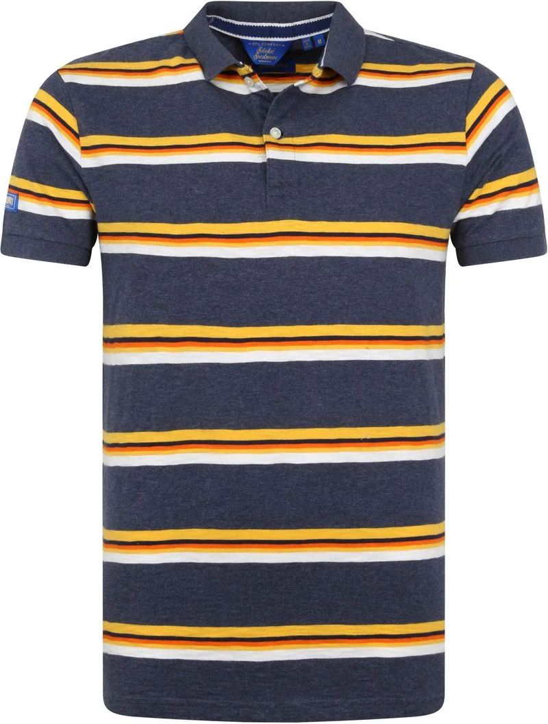 Superdry Classic Polo Shirt Streifen Dunkelblau - Größe L günstig online kaufen