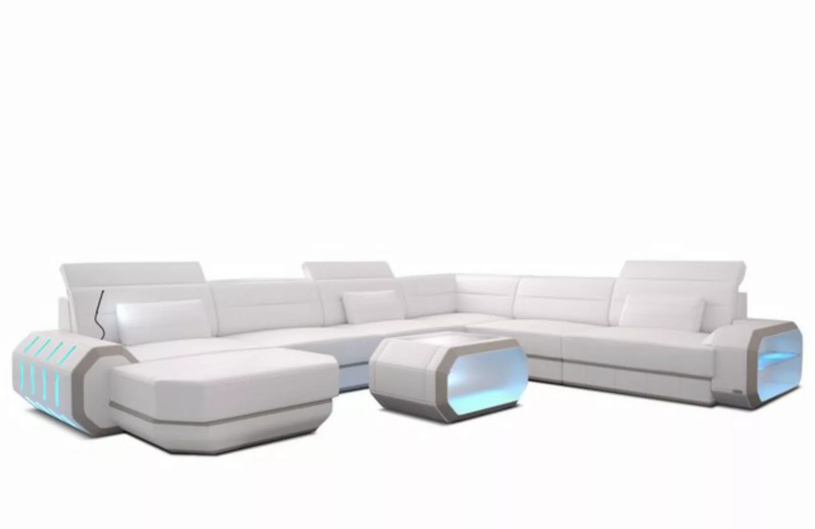 Sofa Dreams Wohnlandschaft Ledercouch Leder Sofa Roma XXL U Form Ledersofa, günstig online kaufen