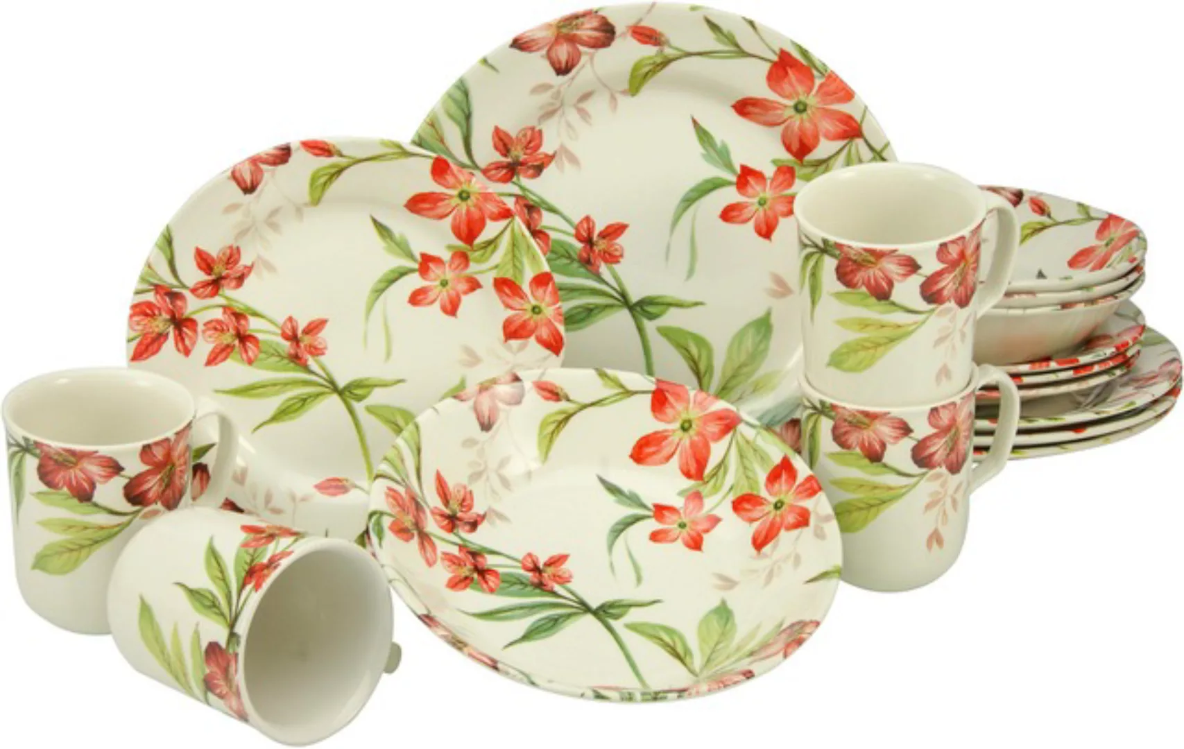 CreaTable Kombiservice »Geschirr-Set Summer Cottage«, (Set, 16 tlg., Kaffee günstig online kaufen