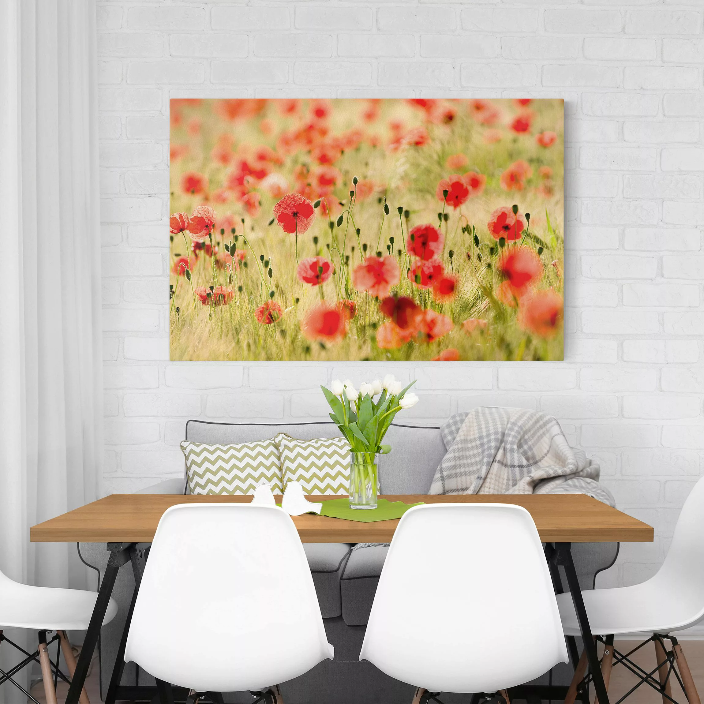 Leinwandbild Blumen - Querformat Summer Poppies günstig online kaufen